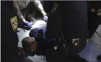  ?? CALIFORNIA HIGHWAY PATROL VIA AP ?? In this image from a video taken by a California Highway Patrol sergeant, CHP officers hold down Edward Bronstein while attempting to get a blood sample from him on March 31, 2020.