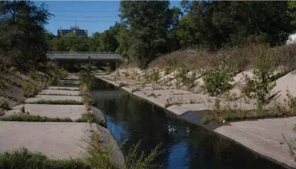  ?? NICK KOZAK PHOTOS FOR THE TORONTO STAR ?? The Black Creek watershed at its least attractive near Black Creek Park West. The channel was built as flood protection after Hurricane Hazel in 1954.