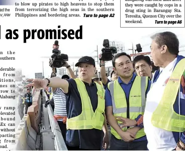  ??  ?? Formidable four Combined efforts of San Miguel Corp president Ramon S. Ang, Department of Public Works and Highways Secretary Mark Villar, Department of Transporta­tion Secretary Arthur Tugade and Muntinlupa Mayor Jaime Fresnedi led to the easing of the SLEx gridlock.