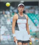  ?? FOTO: A. JIMÉNEZ ?? Muguruza, molestias en el brazo