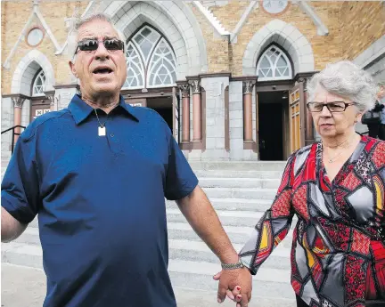  ?? JOHN MAHONEY/FILES ?? Raymond Lafontaine, with his girlfriend Jeanette Gosselin, in Lac-Mégantic in 2015. Lafontaine, who lost his son and two daughters-in-law in the fire after the train derailed, said Friday that he was frustrated that no one was convicted for their part...