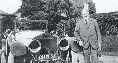  ??  ?? Sir Frederick Henry Royce alongside one of his celebrated Silver Ghost cars at Kingsdown and, below, Charles Rolls prepares to take off on his record-breaking return trip across the Channel