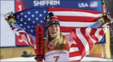  ?? MORRY GASH — THE ASSOCIATED PRESS ?? American Mikaela Shiffrin celebrates her gold medal on Thursday.