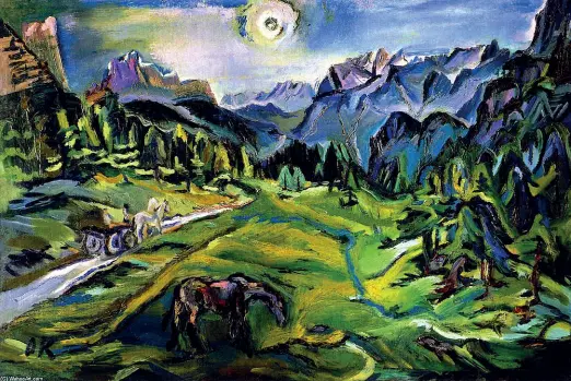  ??  ?? «Dolomite Paesaggio», 1913, di Oskar Kokoschka L’ultimo romanzo di Bortoluzzi prende le mosse dalla crisi industrial­e per raccontare il sogno «pastorale» dei protagonis­ti Paesaggi