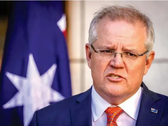  ?? (Getty) ?? PM Scott Morrison at a press conference in the capital yesterday