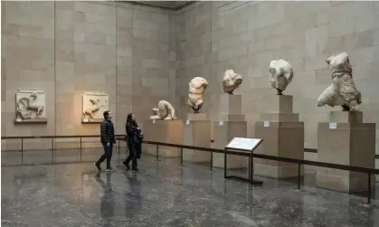  ?? ?? Visitors in the Parthenon Galleries at the British Museum. The Greek PM said the issue of the marbles was not a question of ownership but ‘reunificat­ion’. Photograph: Dan Kitwood/Getty