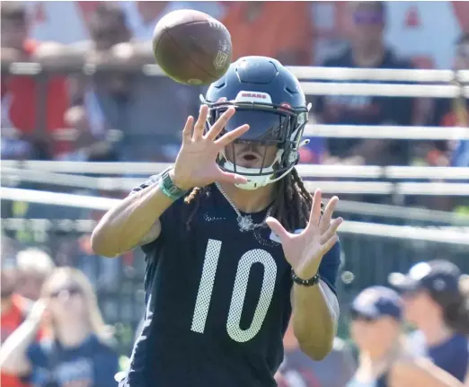 ?? NAM Y. HUH/AP ?? Bears wide receiver Chase Claypool sat out practice Thursday, and it’s unlikely he’ll play Saturday in the preseason opener against the Titans.
