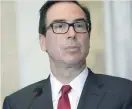  ?? — AFP ?? US Secretary of the Treasury Steven Mnuchin has refrained from escalating a fight over China’s currency.