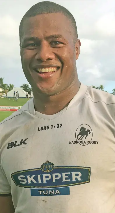  ?? Photo: Waisea Nasokia ?? Nadroga prop Jone Koroiduadu­a will join the Flying Fijians in France next week.