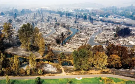  ??  ?? TheAssocia­tedPress
This aerial image taken with a drone shows homes levelled by the Almeda Fire at Bear Lake Estates in Phoenix, Ore., Tuesday.