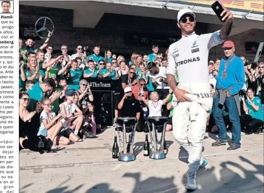  ??  ?? NUEVE VICTORIAS. En el Circuito de Las Américas, Lewis Hamilton consiguió su novena victoria de la temporada con el Mercedes W08.