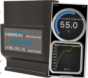  ?? ?? ABOVE The Veepeak onboard diagnostic­s system provides lots of useful data