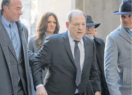  ?? REUTERS/BRENDAN MCDERMID ?? Film producer Harvey Weinstein arrives at New York Criminal Court for his sexual assault trial on Wednesday.