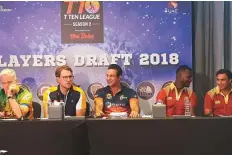  ?? Courtesy: T10 league ?? Dean Jones (from left), Daniel Vettori, Wasim Akram, Darren Sammy and Robin Singh during a press conference to announce the details of the second T10 League.