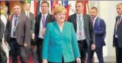  ?? REUTERS ?? German Chancellor Angela Merkel at the European Union leaders summit in Brussels, Belgium on Friday.