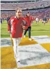  ?? AP PHOTO/WADE PAYNE ?? Alabama football coach Nick Saban leaves the field after Saturday’s 58-21 win over Tennessee in Knoxville.