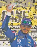  ?? JOHN LOCHER/ASSOCIATED PRESS ?? Kyle Larson celebrates after winning the NASCAR Cup Series race Sunday in Las Vegas, Nev.