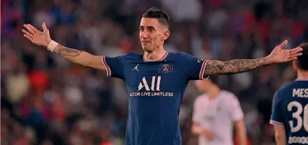  ?? ?? Classe Angel Di Maria, 34 anni, con la maglia del Psg, la squadra in cui ha militato nelle ultime sette stagioni vincendo, tra l’altro, cinque campionati