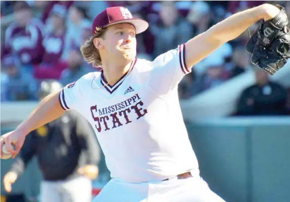  ?? ?? Mississipp­i State pitcher KC Hunt works during the 2022 season. (Photo by Craig Jackson, for Daily Times Leader)