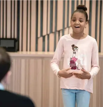  ?? MAX HERMAN/PHOTOS FOR THE SUN-TIMES ?? Nia Williams, 12, performs during her audition for ‘‘A Christmas Carol.’’ She hopes to get a role in the production to further her singing and acting career.