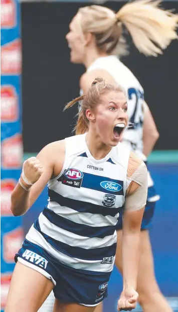  ?? Picture: DARRIAN TRAYNOR/GETTY IMAGES ?? SPECIAL SEASON: Olivia Purcell was the only Cat named in the initial All-Australian squad.