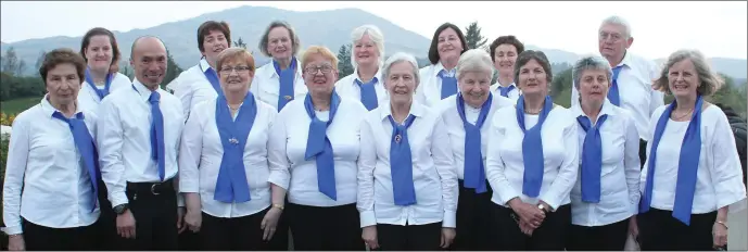  ?? Photo by Mary O’Neill ?? The Blackwater Singers who performed in Blackwater Tavern recently. BACK: Amelia Dodd, Mary O’Neill, Maureen O’Brien, Anne Lennon, Shelia Burns, Therese Morley AND Teddy O’Neill. FRONT: Abina Maguiness, Garry Li, Therese O’Shea, Marian O’Shea, Tessy O’Connell, Geraldine McCarthy, Catherine Dodd, Mary Sheehan and Nell Crushell.