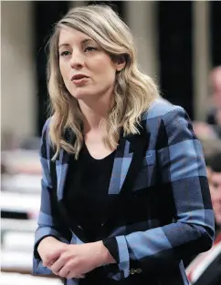  ?? FRED CHARTRAND / THE CANADIAN PRESS ?? Heritage Minister Mélanie Joly said the absence of protection for digital material is one of the reasons Canada did not sign the Pacific trade deal in November.