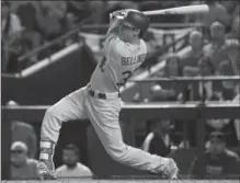  ?? RICK SCUTERI, THE ASSOCIATED PRESS ?? Los Angeles Dodgers’ Cody Bellinger connects for a solo home run against Arizona.