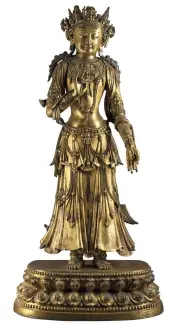  ??  ?? 3. Bodhisattv­a, 1403–24, reign of the Yongle Emperor, Ming Dynasty (1368–1644), China, bronze gilt, ht 137cm. Musée Cernuschi, Paris