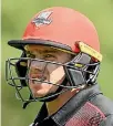  ??  ?? Canterbury batsman Tom Latham departs after being dismissed for two by Auckland legspinner Tarun Nethula last week.
