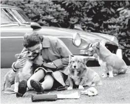  ??  ?? The Queen sitting with the corgis at Virginia Water in 1973
