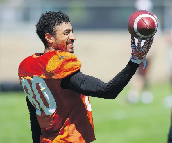  ?? JASON PAYNE/PNG ?? Receiver Chris Williams was a full participan­t at a B.C. Lions practice Tuesday, signalling his return to action is getting close.