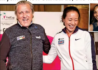  ?? GETTY IMAGES ?? Keothavong smiles awkwardly with Romania captain Nastase, who asked for her hotel room number