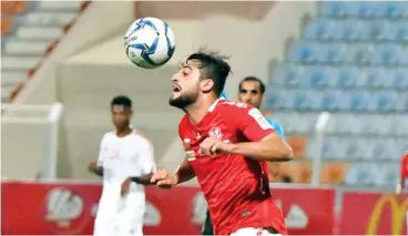  ?? (V K Shafeer/Muscat Daily) ?? Dhofar striker Abdulaziz al Miqbali in action against Oman during their HM’s Cup first-leg quarterfin­al match on Wednesday