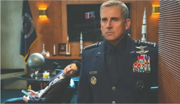  ?? NETFLIX ?? Steve Carell brings Office-like antics to the United States military in Netflix’s new comedy series Space Force. The actor is also one of the brains behind the show.