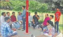  ?? HT PHOTO ?? Chai pe charcha at Govind Ballabh Pant Park on Saturday