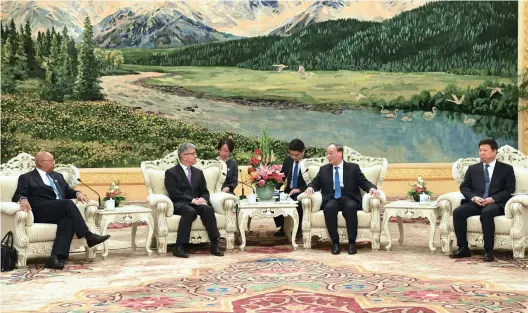  ?? (photo/Xinhua). ?? On November 20, 2019, Chinese Vice-President Wang Qishan meets in Beijing a delegation of US Democratic and Republican parties attending the 11th China-US Political Party Leaders Dialogue