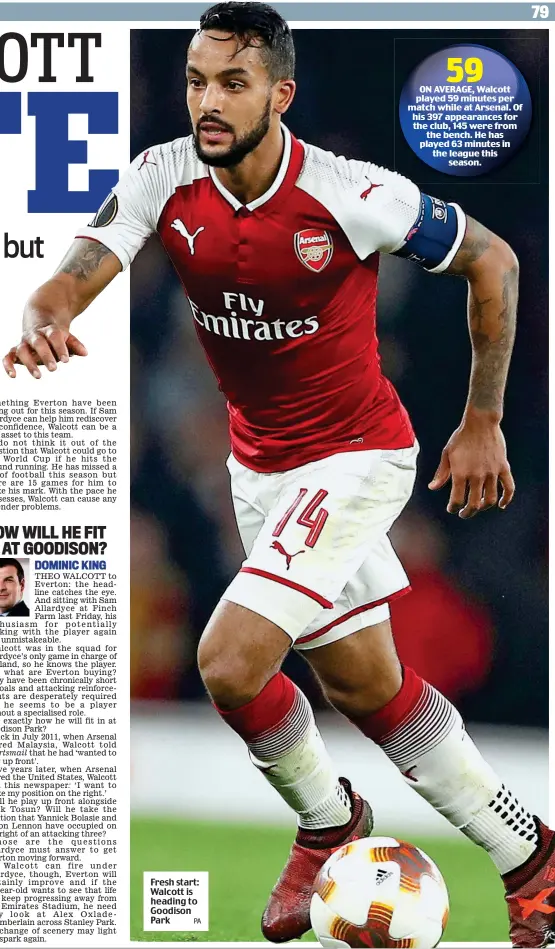  ?? PA ?? Fresh start: Walcott is heading to Goodison Park