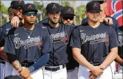  ??  ?? Dansby Swanson (center) showed power early before he was stalled by an injury, while Johan Camargo (left) and Austin Riley played sparingly before the 60-game mark.