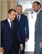  ??  ?? De g. à d. : Emmanuel Macron, François de Rugy et Edouard Philippe.