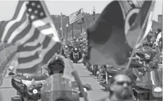  ?? JOSE LUIS MAGANA/AP ?? Rolling Thunder riders cross Memorial Bridge for what could be the last time Sunday.