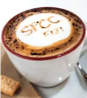  ??  ?? South Pacific Coffee Company’s café team can customise customers name onto their favourite brew of coffee