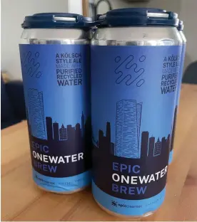  ?? ?? Epic OneWater Brew is made from water recycled from showers, laundry and bathroom sinks in a 40-story San Francisco apartment building. Photograph: Matthew Cantor/The Guardian