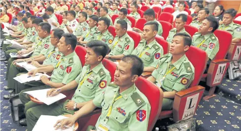  ?? EPA ?? Myanmar military representa­tives attend the ‘Union Peace Conference — 21st century Panglong’ in Nay Pyi Taw in May last year. The military plays a key role to the future of the peace process.