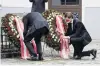  ?? PHOTO: GETTY IMAGES ?? Austrian President Alexander Van der Bellen (left) and Chancellor Sebastian Kurz take part in a wreathlayi­ng ceremony in Vienna yesterday.