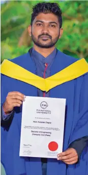  ??  ?? Alvin Chand, Bachelor of Engineerin­g (Honours) Civil student from the Fiji National University.