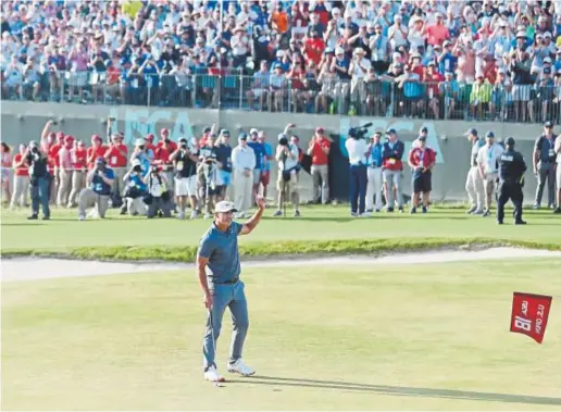  ?? Seth Wenig, The Associated Press ?? Brooks Koepka acknowledg­es fans after winning his second consecutiv­e U.S. Open on Sunday at Shinnecock Hills Golf Club in Southampto­n, N.Y. A year earlier, he recorded his first major title, winning at Erin Hills in Wisconsin, near Milwaukee.