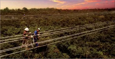  ?? PROVIDED TO CHINA DAILY ?? Workers construct power lines for Belo Monte UHVDC Bipole II, the longest ±800kV UHVDC transmissi­on project in the world.