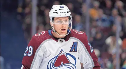  ?? BOB FRID/USA TODAY SPORTS ?? Avalanche forward Nathan MacKinnon entered the week as the NHL’s scoring leader.