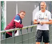  ?? FOTO: DIRK PÄFFGEN ?? Manager Max Eberl und Trainer Adi Hütter arbeiten an der neuen Borussia.